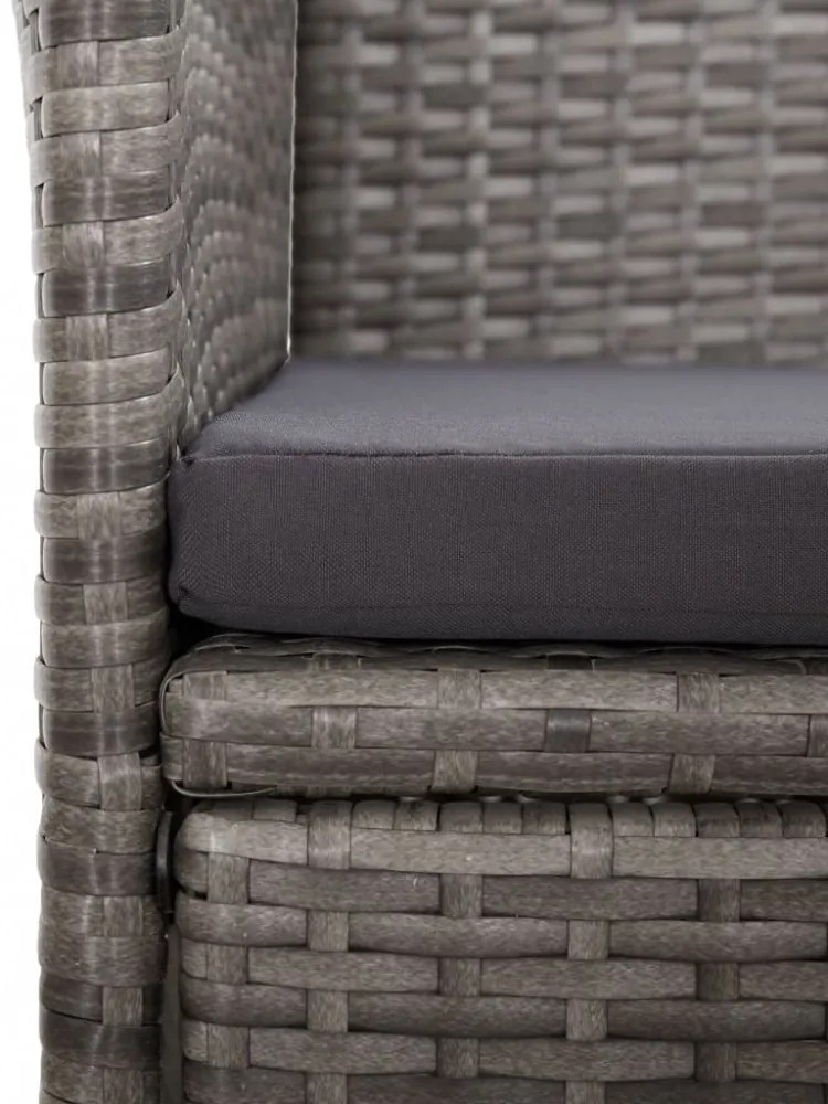 2 db szürke dönthető háttámlás polyrattan kerti szék párnával