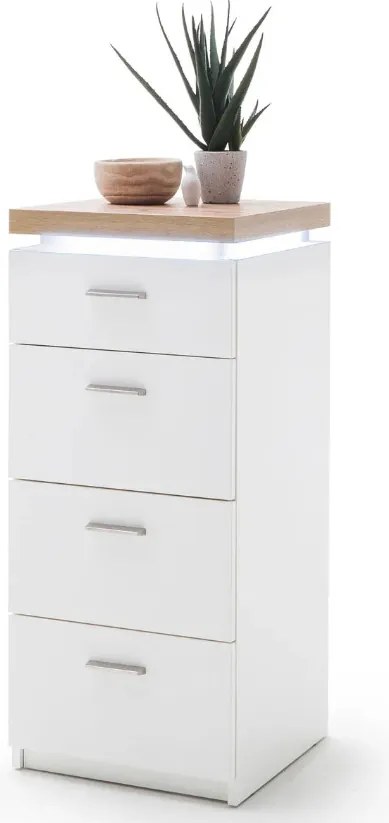 Cali 4 fiókos komód fehér - wotan tölgy