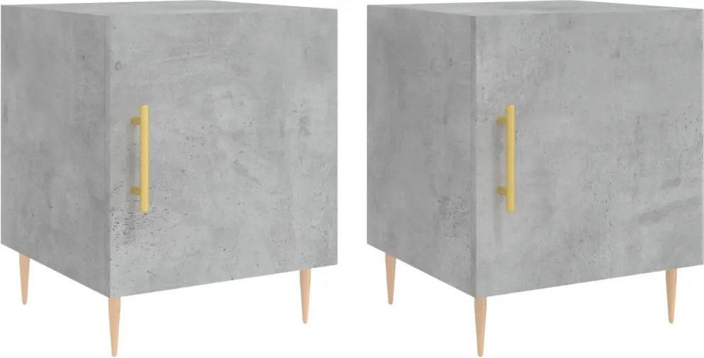 vidaXL 2 db betonszürke szerelt fa éjjeliszekrény 40 x 40 x 50 cm