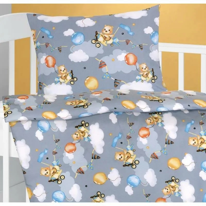 Bellatex pamut ágynemű Agata Bear szürke, 90 x 135 cm, 45 x 60 cm,