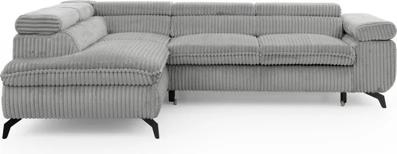 Világosszürke kordbársony sarokkanapé (bal oldali-L alakú) Marbeya – Ropez