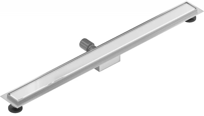 Mexen Lapos rozsdamentes zuhanytálca 80 cm mintás fehér üveg, 1027080-15