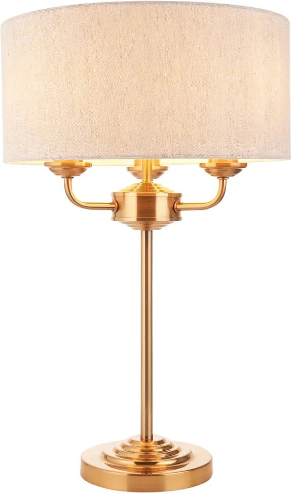 Endon glamour modern asztali lámpa highclere antik sárgaréz természetes vászon end110721