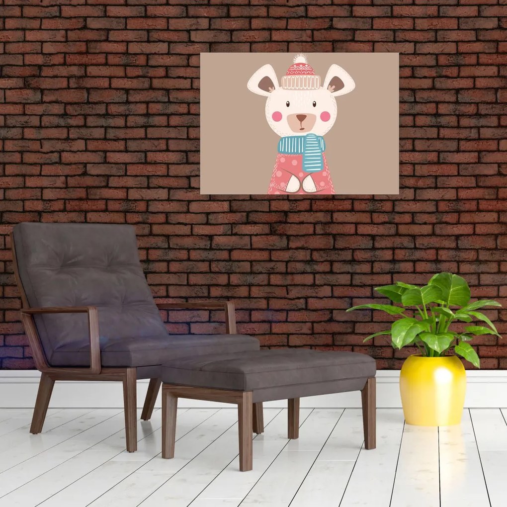 Üveg kép - Egér sállal (70x50 cm)