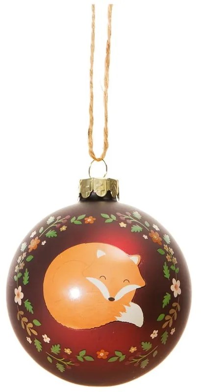 Üveg kézzel készített karácsonyfadísz ø 8 cm Woodland Fox – Sass &amp; Belle