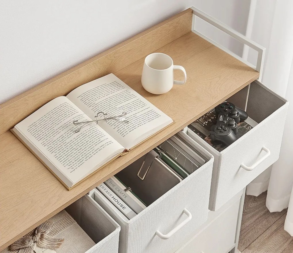 Komód fiókos dobozokkal FLEXIRO 98x85 cm, tölgy/fehér