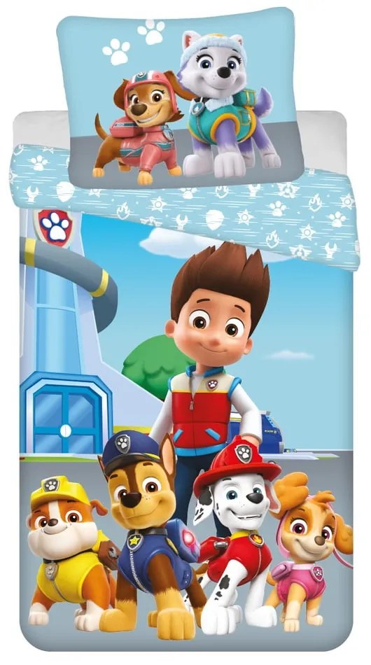 Kék egyszemélyes pamut gyerek ágyneműhuzat 140x200 cm Paw Patrol – Jerry Fabrics