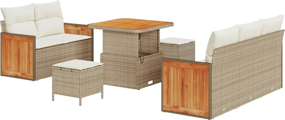 vidaXL Kerti Kanapé Szett párnával 8 pcs Beige és krém