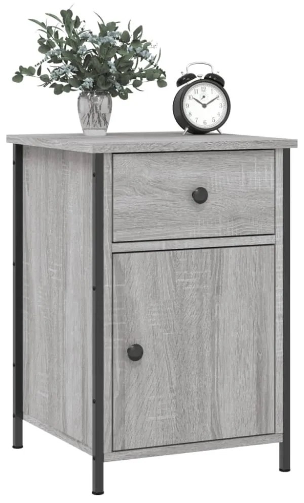 szürke sonoma színű szerelt fa éjjeliszekrény 40 x 42 x 60 cm