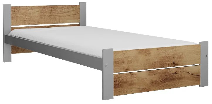 Ágy IKAROS DOUBLE 90 x 200 cm, artisan tölgy/szürke Ágyrács: Léces ágyrács, Matrac: Matrace Sommera 18 cm