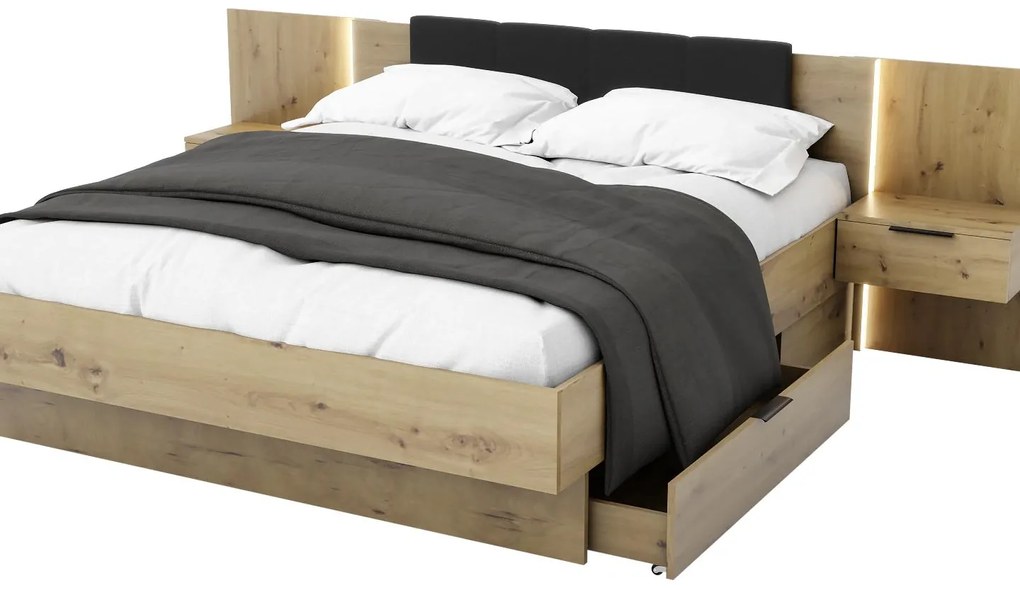 Franciaágy 180 cm Lewell (fejtámlás kerettel) (tárolóhellyel) (artisan tölgy). Akció -21%. 1092092