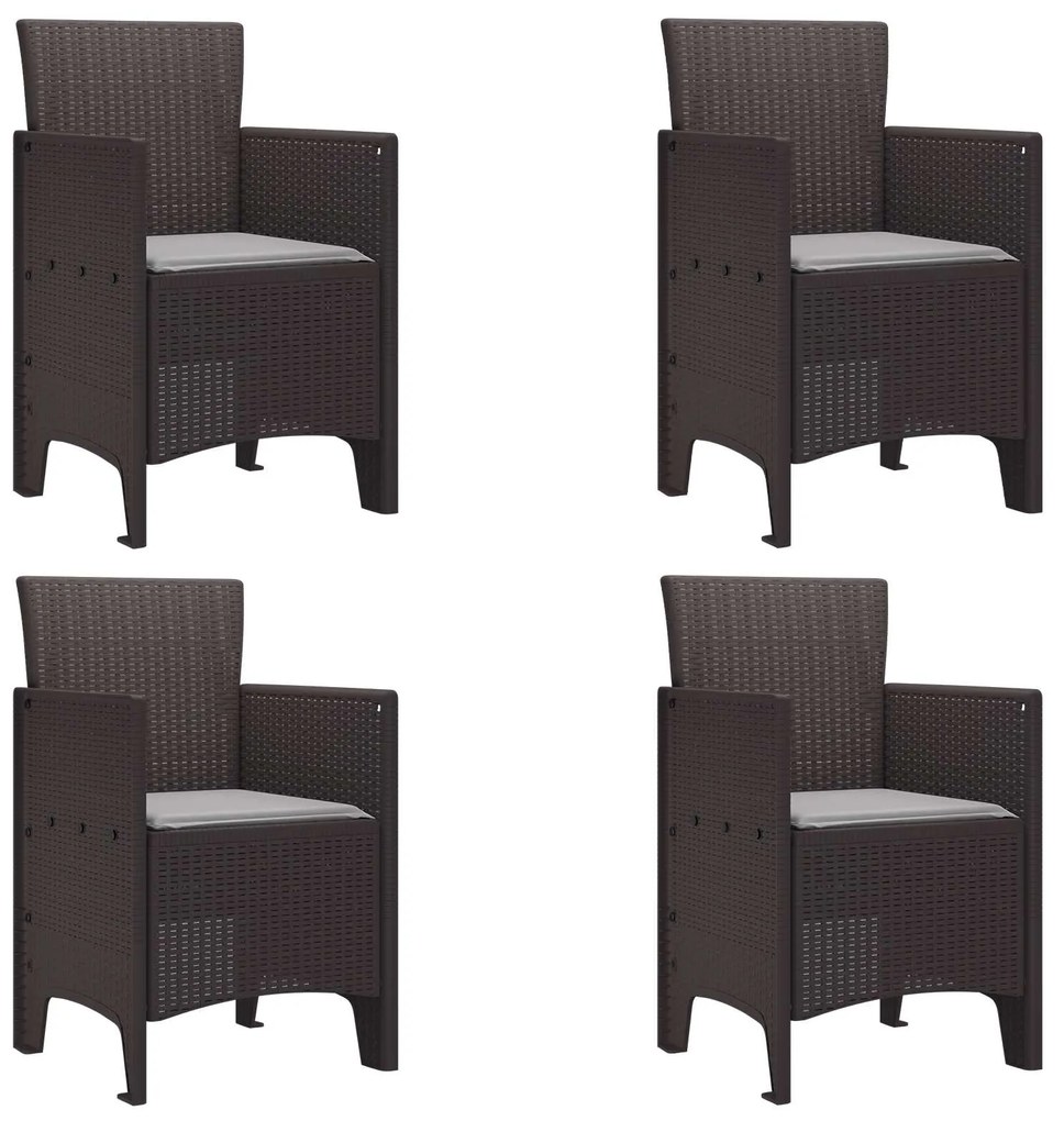 vidaXL Kerti Szék párnával 4 pcs Barna 53 x 49 x 85 cm Polipropilén