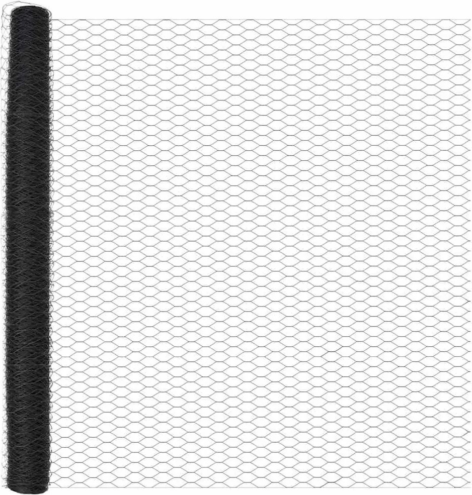 vidaXL Kerítésoszlop Szürke 10 x 1,6 m (50 mm háló) Acél és PVC