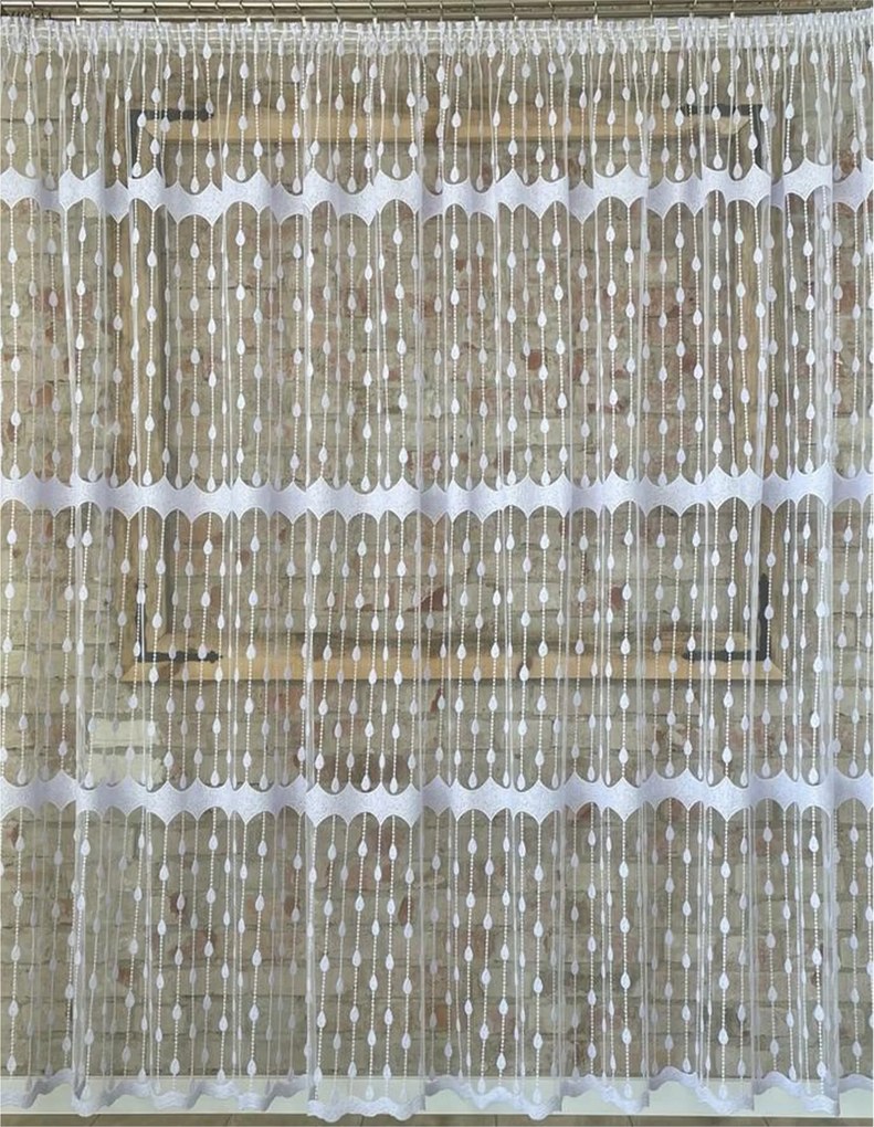 Készfüggöny 300x150, hálós, fehér, „Csepp”