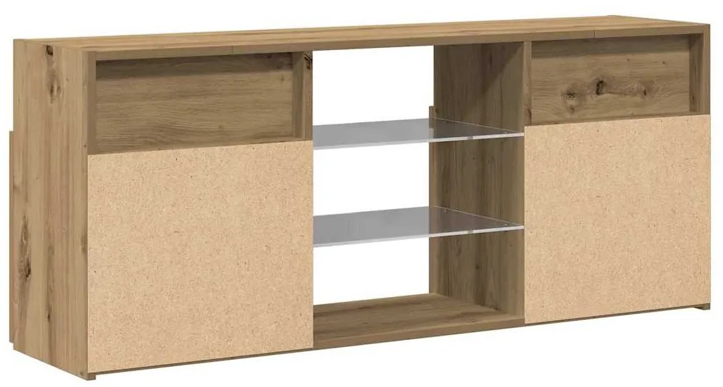 kézműves tölgy szerelt fa TV-szekrény LED-ekkel 120x30x50 cm
