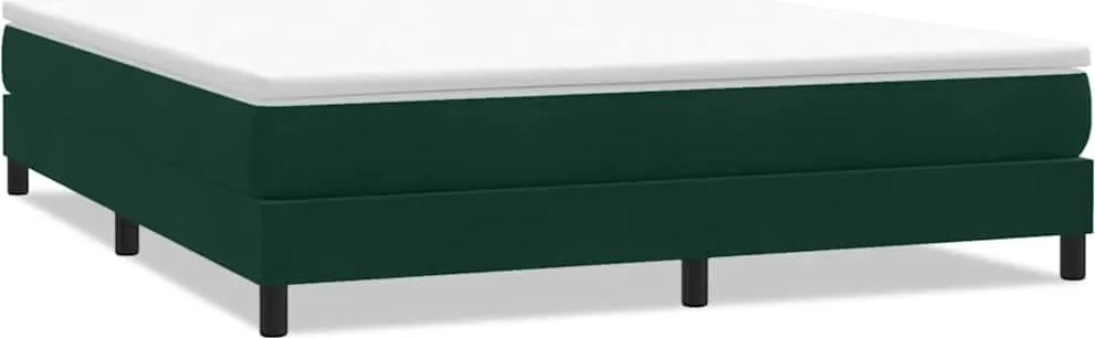 vidaXL sötétzöld bársony rugós ágy matrac nélkül 180x210 cm