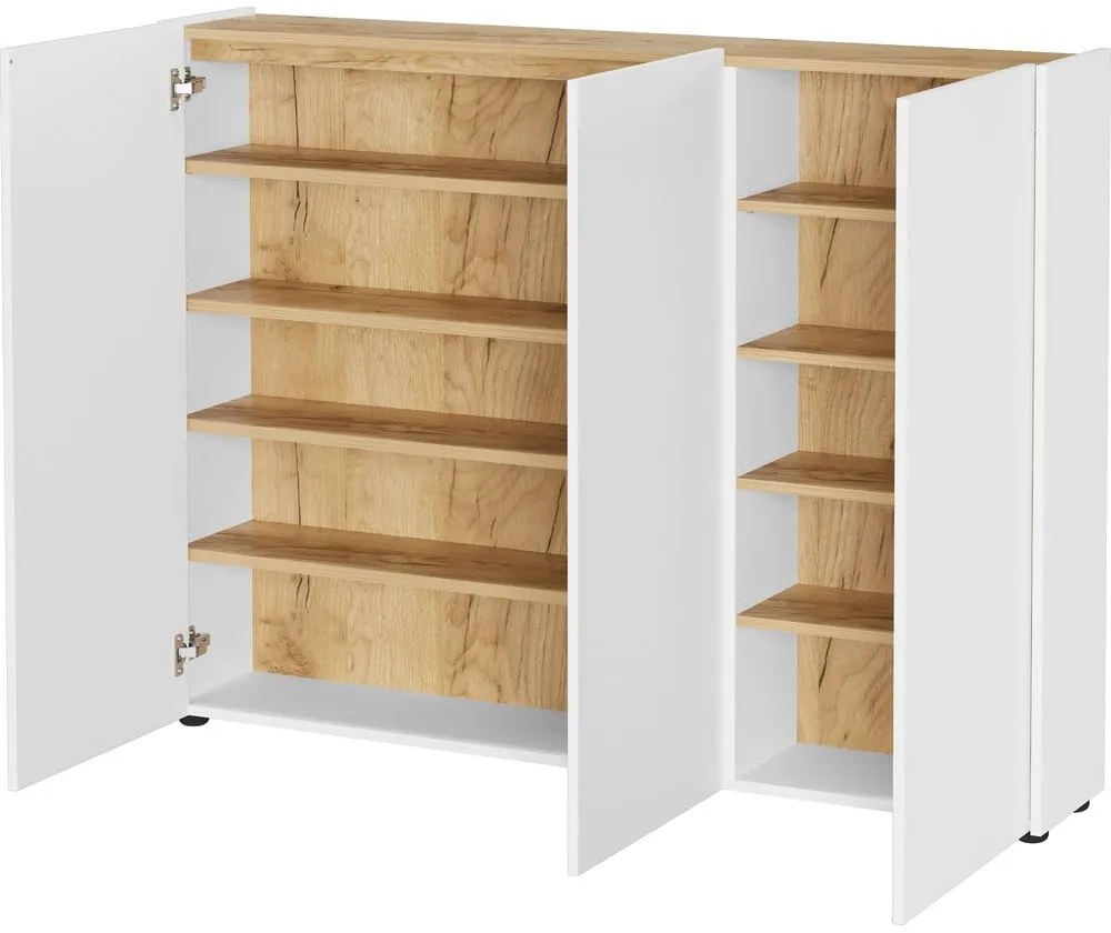 Fehér szekrény tölgyfa dekorral 138x105x25 cm Libbiano – Germania