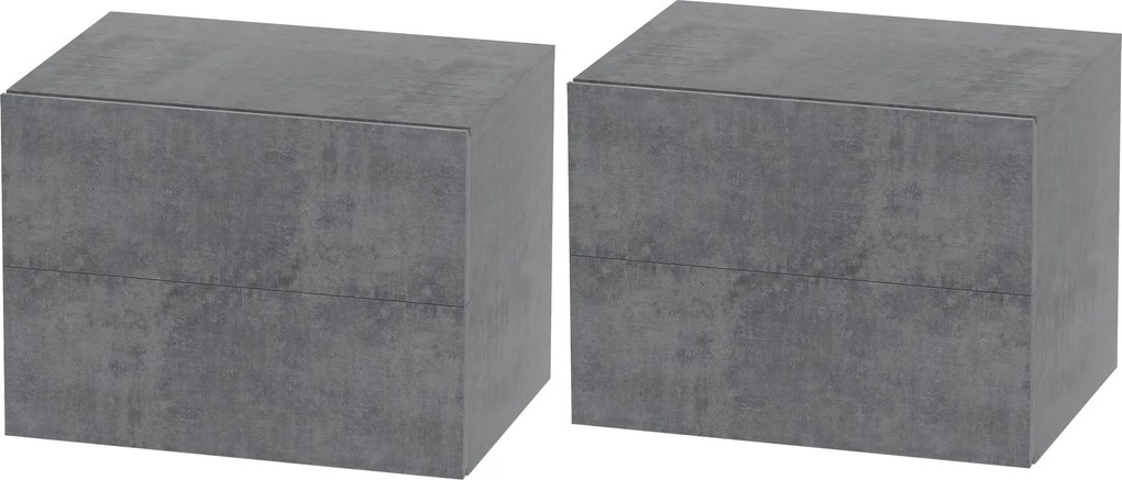 HOMCOM 2 db Fali Éjjeliszekrény 2 Fiókkal, Hálószobai Éjjeliszekrények, Helytakarékos Oldaltáblák Nappaliba, 40x29x30 cm, Szürke Csempe | Aosom