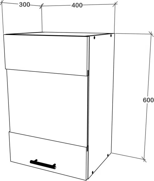 Benita 1 ajtós Üveges Felső konyhaszekrény Sonoma Tölgy-Fehér 40x30x60 cm N