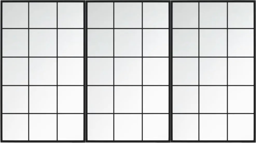 vidaXL 3 db fekete fém fali tükör 100x60 cm