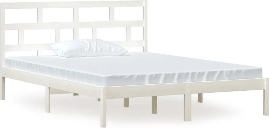 vidaXL fehér tömör fa ágykeret 150 x 200 cm (King Size)