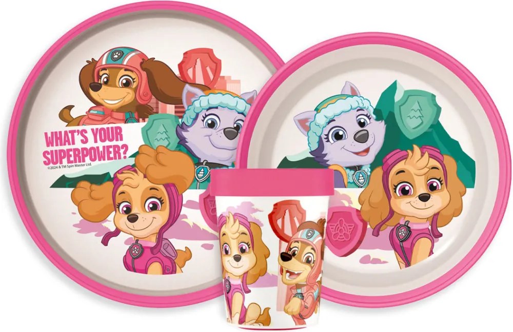 Mancs Őrjárat Superpowers csúszásmentes étkészlet, micro műanyag szett