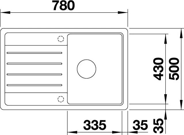 Blanco Legra 45 S, szilgránit mosogató 780x500 mm, antracit, BLA-522201