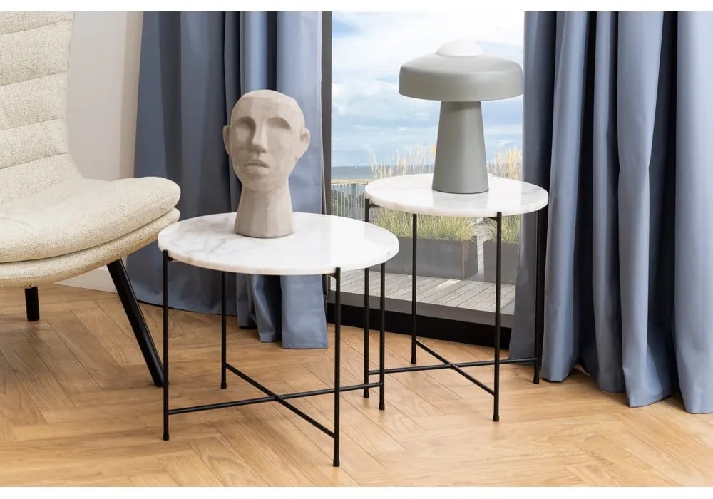 Kerek tárolóasztal márvány asztallappal ø 52 cm Avila – Actona