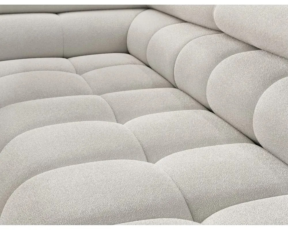 Krémszínű buklé kinyitható-tárolóhelyes sarokkanapé (bal oldali-L alakú) Ferucce – ELTAP