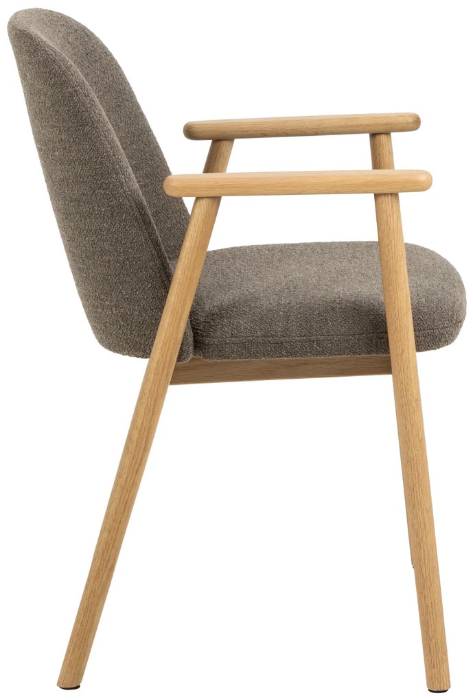 MAZZONI EXPORT RODERIC Barna Taupe (Monza 40 szövet)/olajozott tölgyfa váz - RETRO FA SZÉK BOUCLÉ NAPPALIBA ÉTKEZŐBE KONYHÁBA