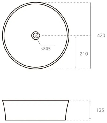 Bathco 4087 - Ráépíthető mosdó VOLTA átm. 42 cm porcelán/fehér