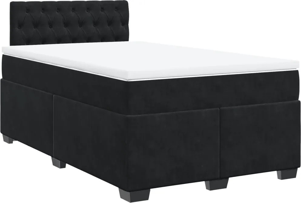 vidaXL fekete bársony rugós ágy matraccal 120 x 200 cm