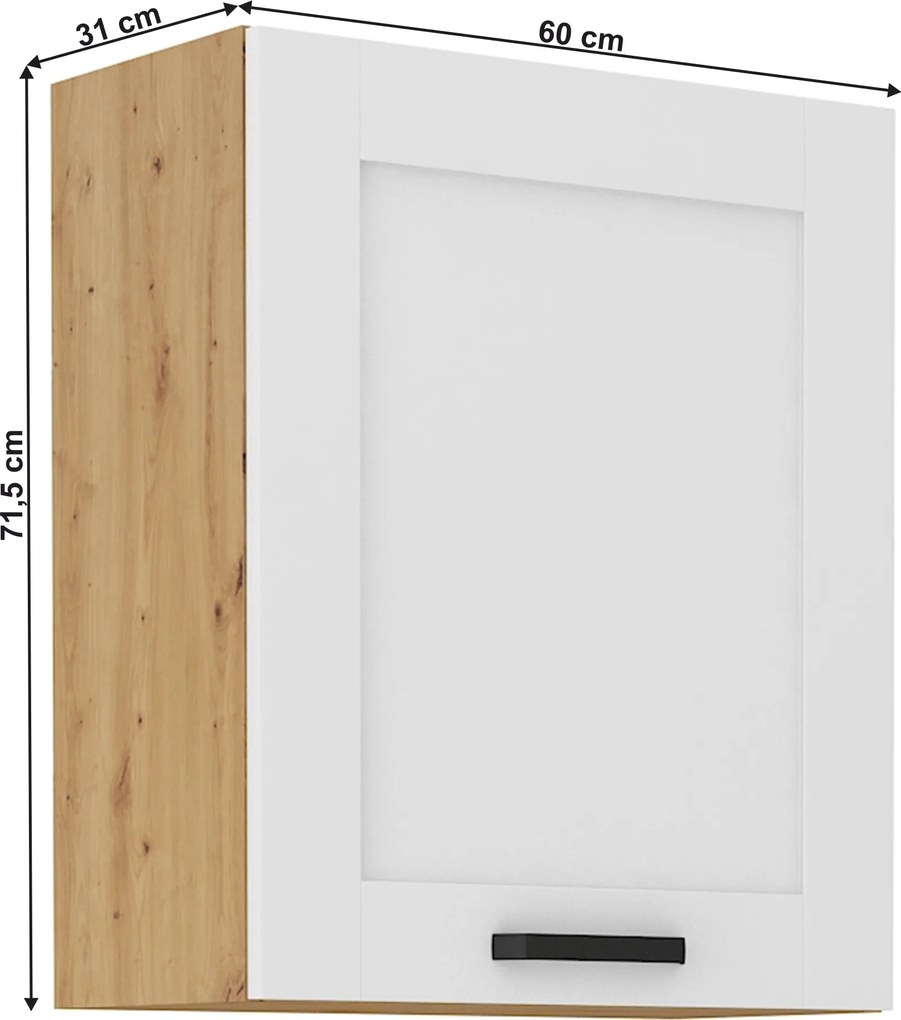 Felső szekrény, fehér/artisan tölgy, LULA 60 G-72 1F