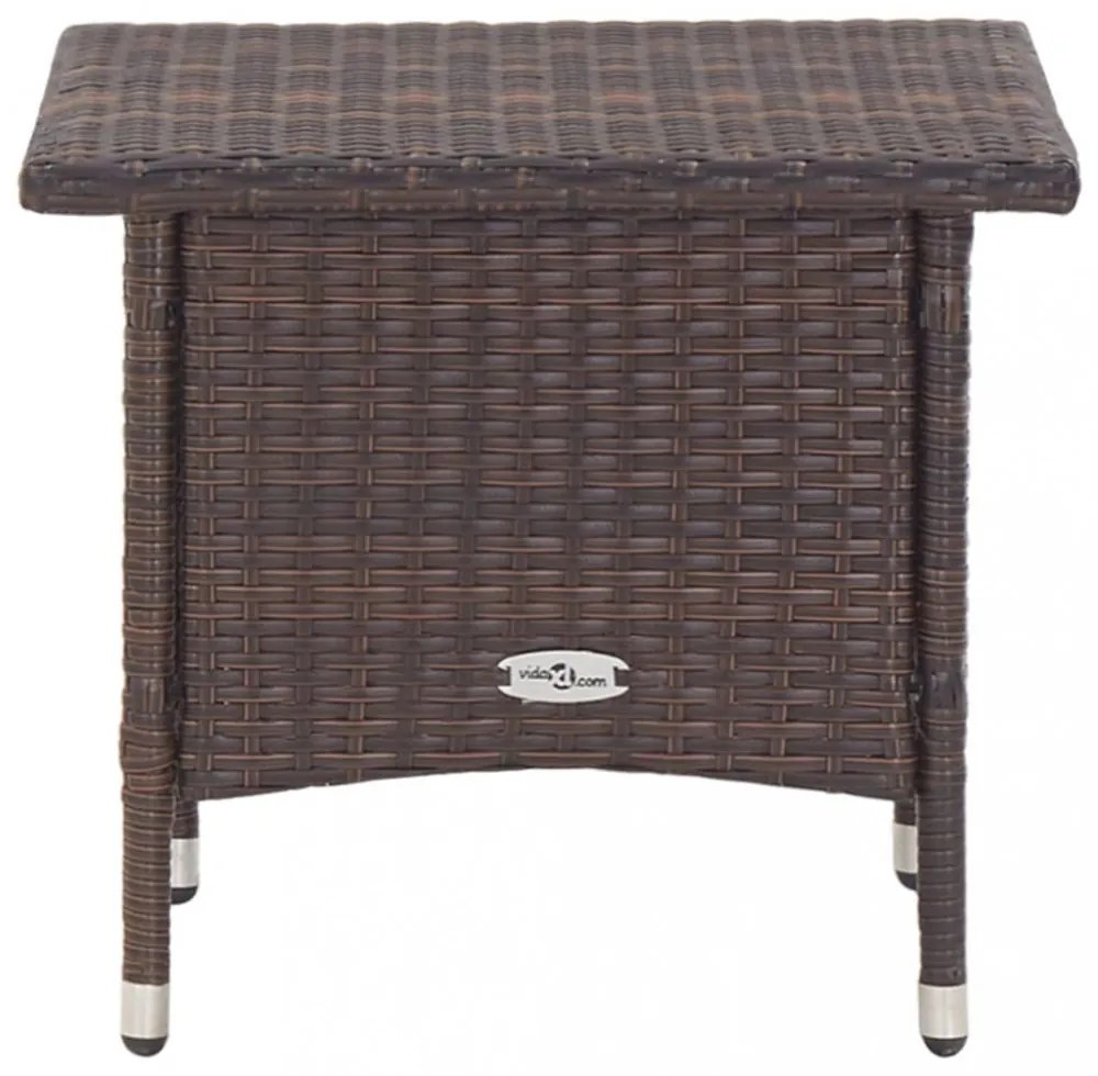 barna polyrattan teázóasztal 50 x 50 x 47 cm