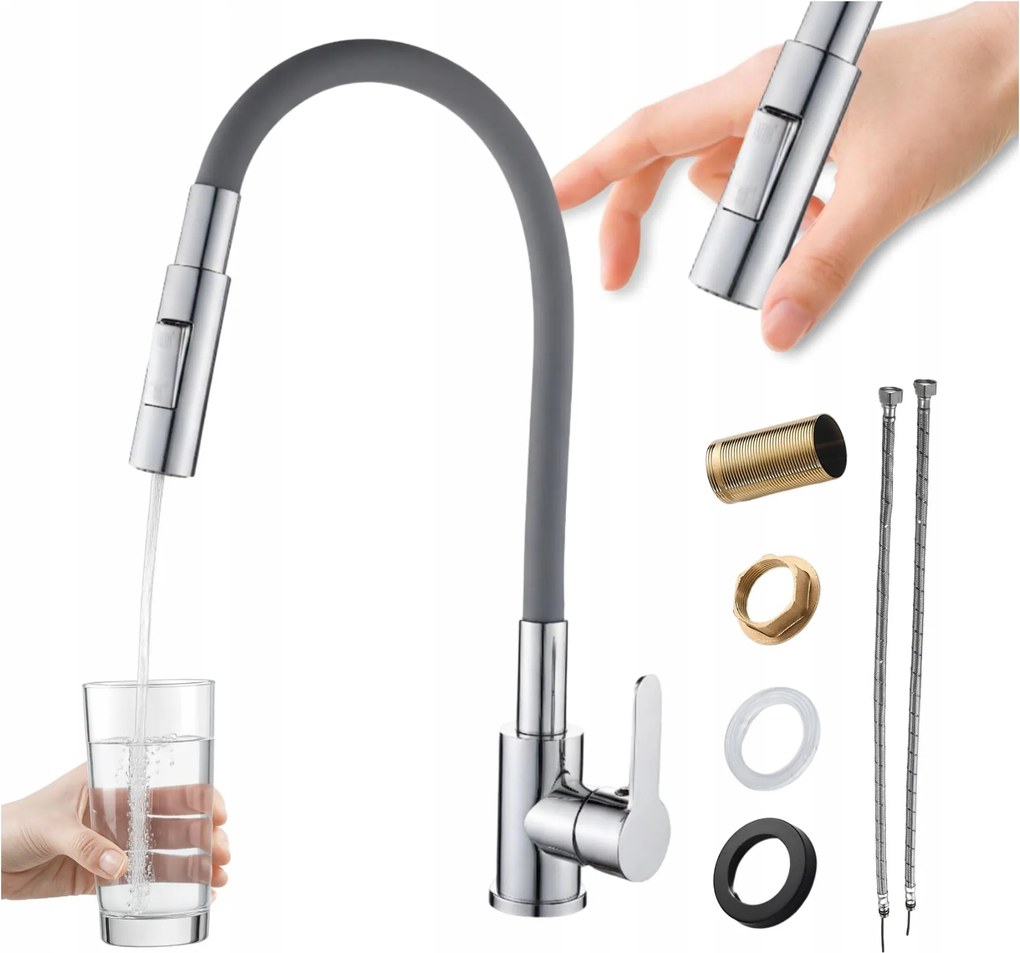 Konyhai csaptelep Króm flexibilis Szürke kifolyócső Reno konyhai csaptelep