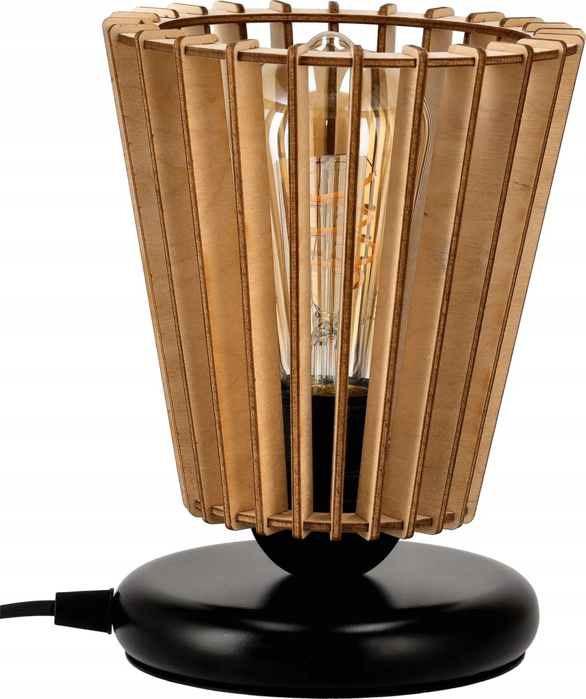 Led Éjjeli lámpa Asztali lámpa Fekete 1xE27 1,5m Fa Led