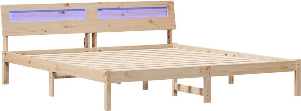 vidaXL Ágykeret fejtámlával Barna 180 x 200 cm Tömör fenyőfa