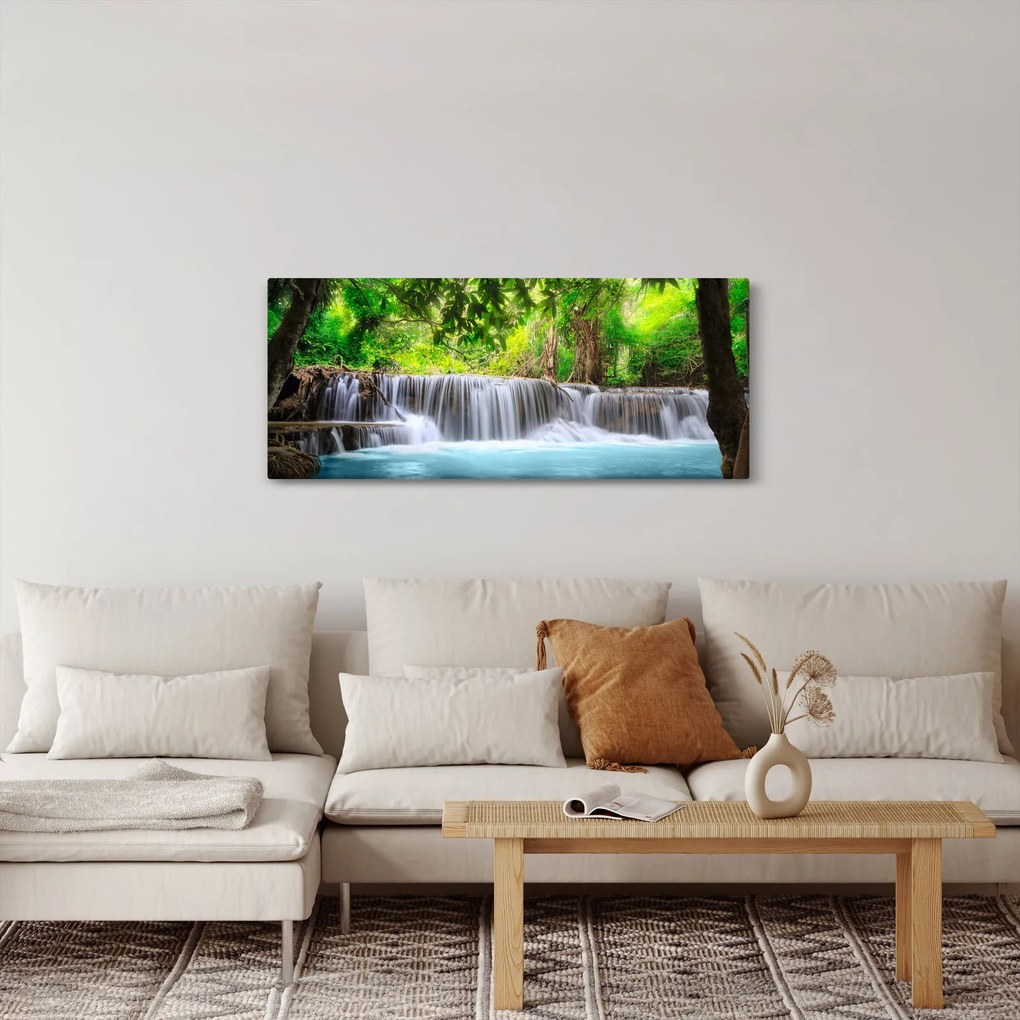 Kép - Vízesés, kék (120x50 cm)