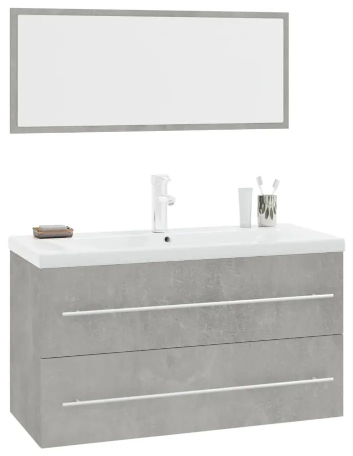 3 részes betonszürke fürdőszobai bútorgarnitúra