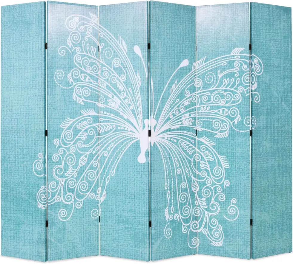 vidaXL kék pillangó mintás paraván 228 x 170 cm