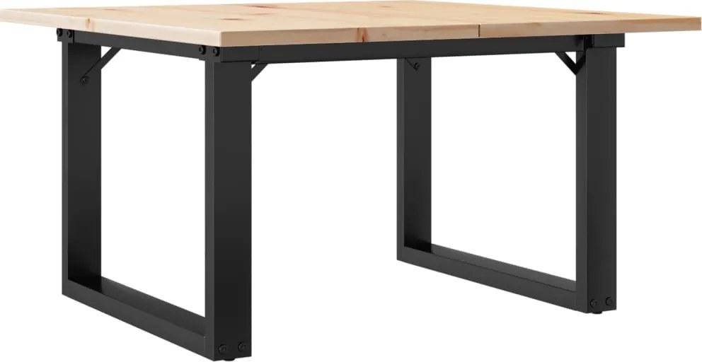 vidaXL tömör fenyőfa és acél dohányzóasztal O-vázzal 70x70x40 cm