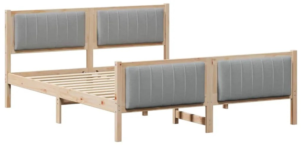 Ágykeret Barna és világosszürke 150 x 200 cm Tömör fenyőfa