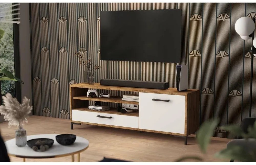 Tv szekrény/asztal Cascade (lancester tölgy + fehér). 1098745
