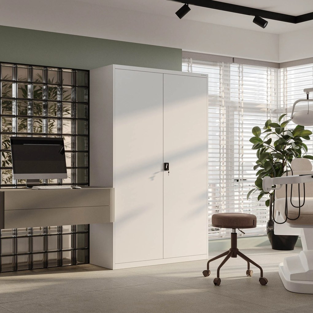 Fém iratszekrény JAN II, 1150 x 1850 x 400 mm, fehér