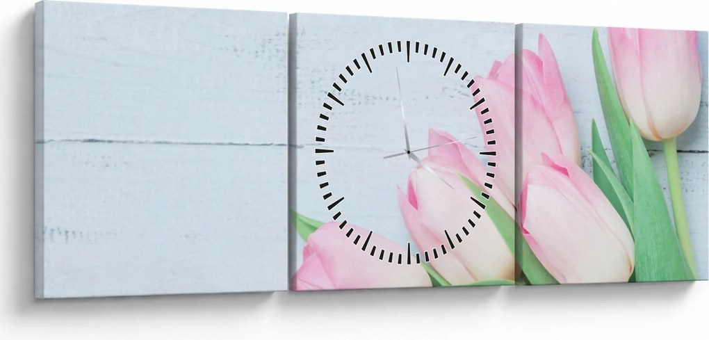 Kép - tulipán csokor (órával) (90x30 cm)