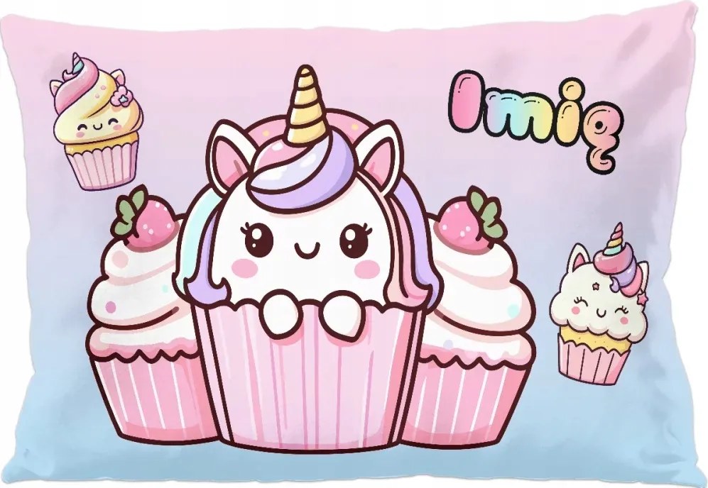 Kawaii unikornis muffin párna – édes stílus, kislánynak 60x40cm