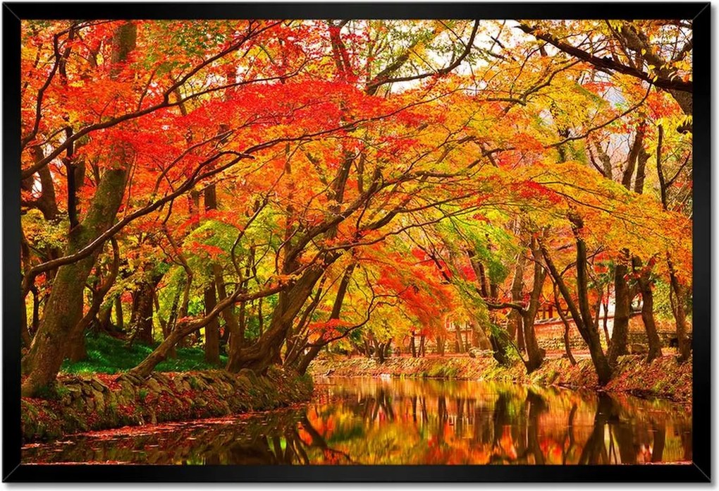 Poszterek keretben 60x40 Őszi tájkép folyóval