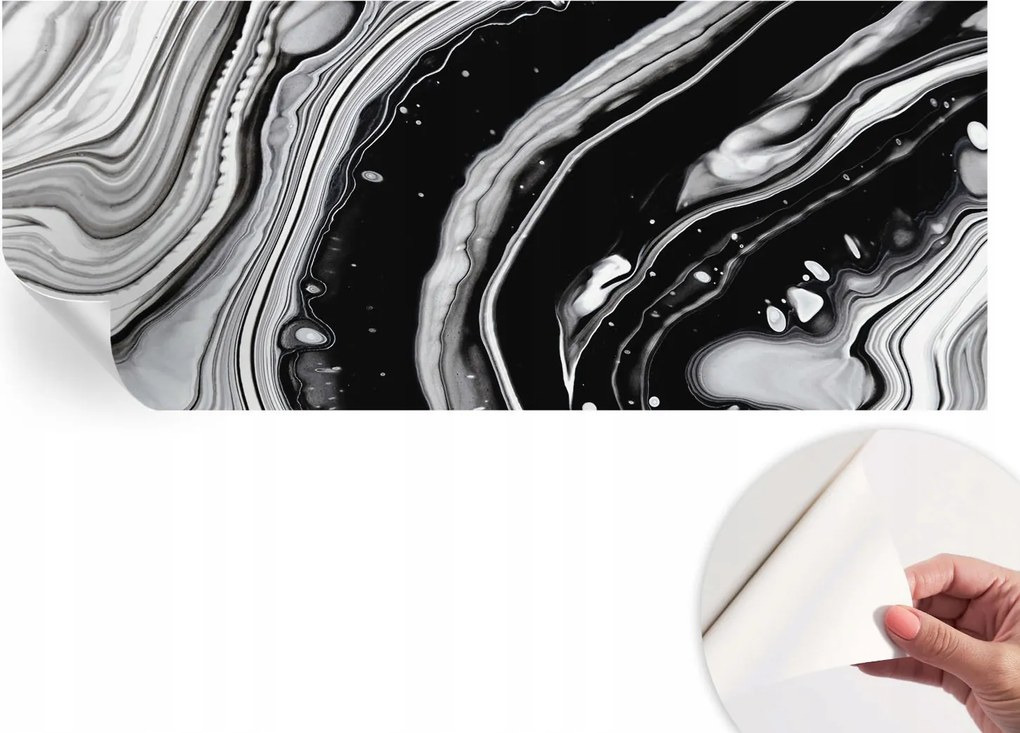 Divatos öntapadós fali tapéta furnér monokróm hullámok 250x104 cm