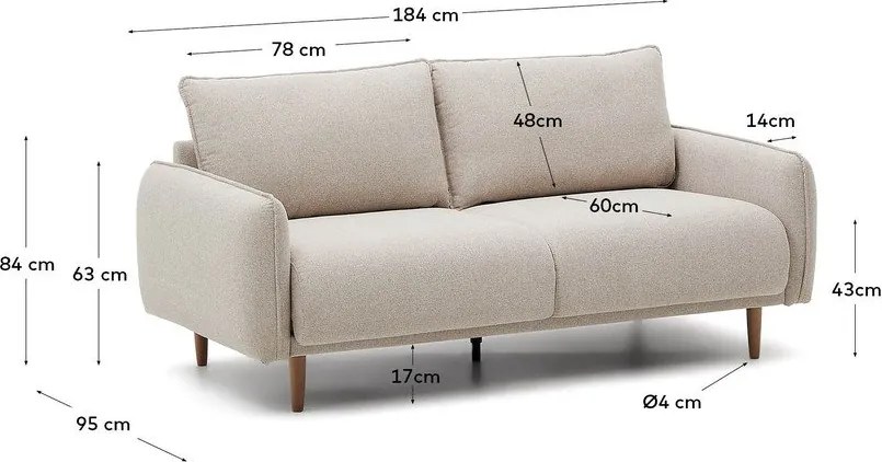 Bézs kanapé 184 cm Carlota – Kave Home