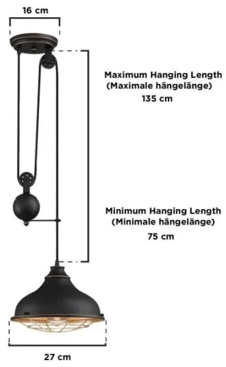 Westinghouse 61249 - Csillár zsinóron CHAVES 1xE27/60W/230V